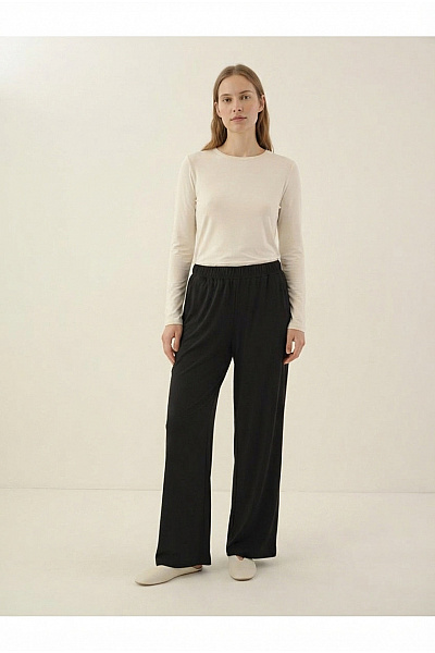 COUTURE LINE Černé široké Kalhoty S Vysokým Pasem Velikost DE 46