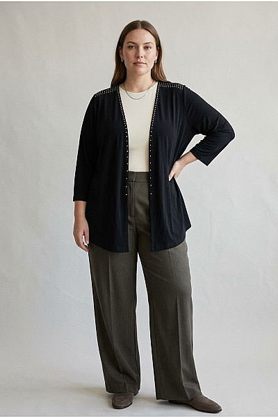 COUTURE LINE Černé Elegantní Dámské Bolerko S Kamínky Pro Plnoštíhlé Vel. DE 48