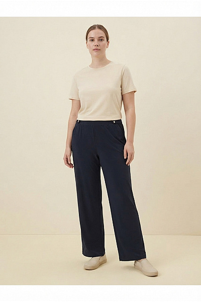 COUTURE LINE Modré Volné Kalhoty Pro Plnoštíhlé S Kapsami Vel. DE 52