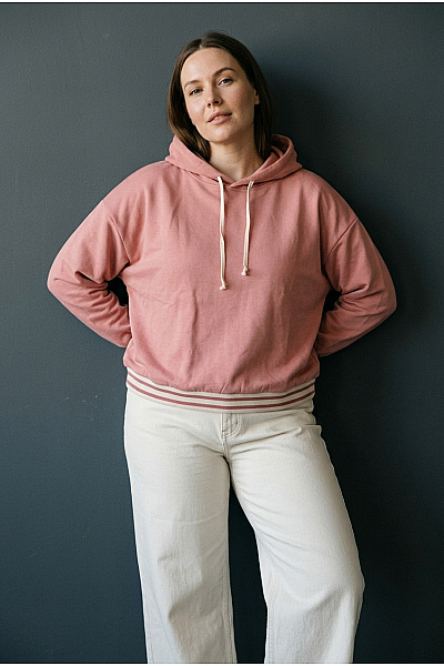 THOM By Thomas Rath Dámská Bavlněná Růžová Mikina S Kapucí Oversized Vel. DE 44