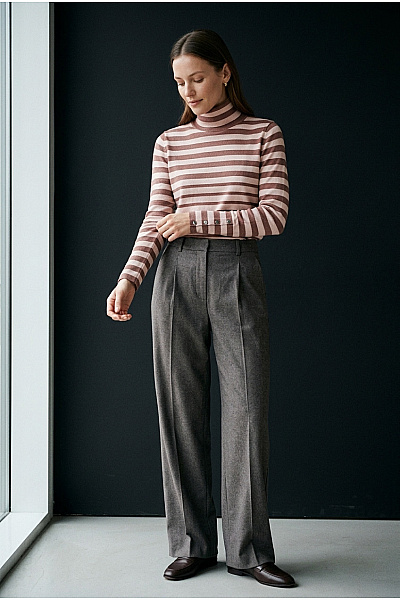 THOM By Thomas Rath Hnědý Pruhovaný Dámský Rolák Pletený Basic Velikost DE 38