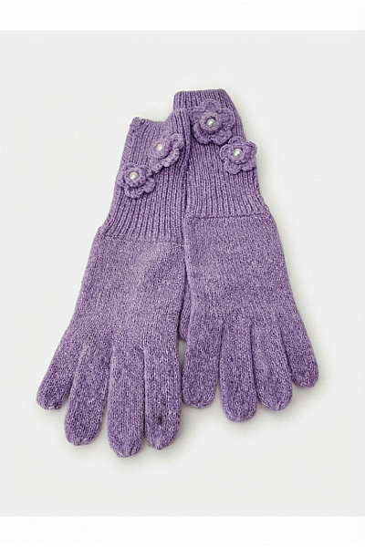 Lola Paltinger Fialové Pletené Rukavice S Květinami Velikost One Size