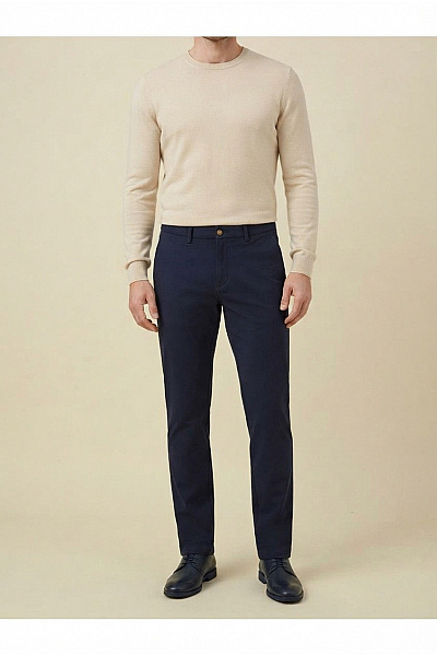 GENTLEMEN SELECTION Modré Pánské Chinos Kalhoty Rovné Vel. DE 50