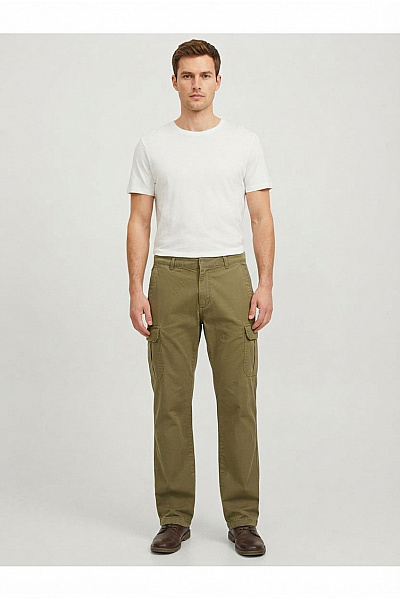 URBAN CLASSICS Pánské Bavlněné Cargo Kalhoty Khaki Velikost 30