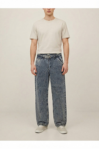 URBAN CLASSICS Pánské Modré Volné Džíny Wide Leg Seprané Velikost 32