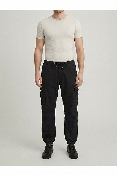 URBAN CLASSICS Černé Bavlněné Cargo Kalhoty Jogger S Kapsami Velikost XL