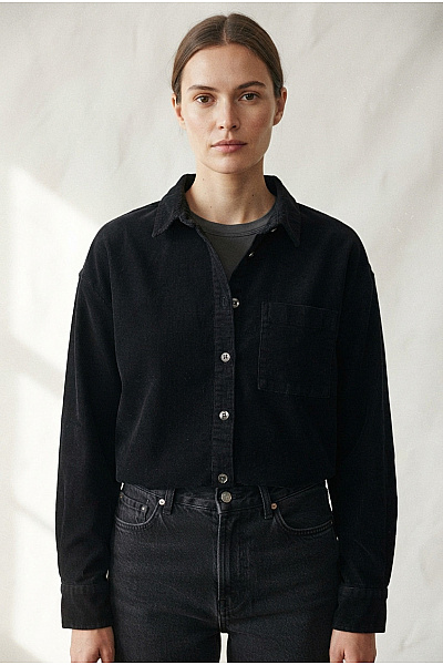 URBAN CLASSICS Dámská černá Bavlněná Košile S Dlouhým Rukávem Oversized Vel. L
