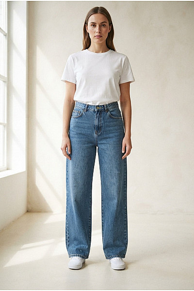 URBAN CLASSICS Dámské Modré Džíny S Vysokým Pasem Wide Leg Velikost US 30