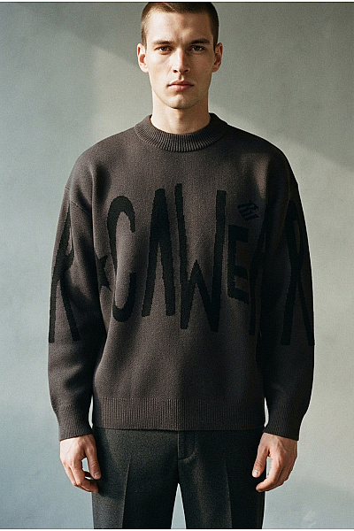 ROCAWEAR Pánský Hnědý Pletený Oversized Pulovr Přes Hlavu Vel. EU M