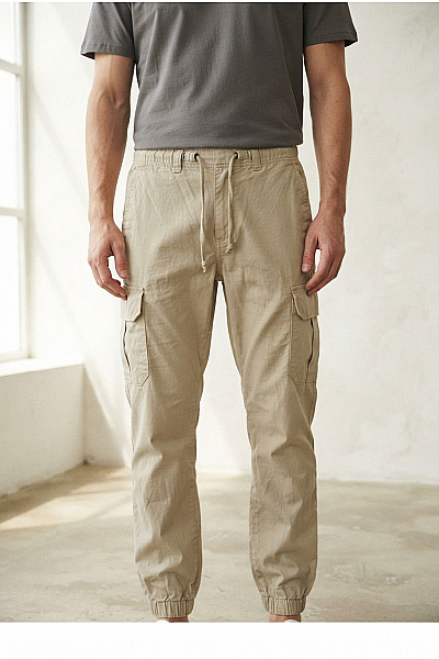 URBAN CLASSICS Pánské Khaki Cargo Kalhoty S Kapsami Na Stehnech Vel. L