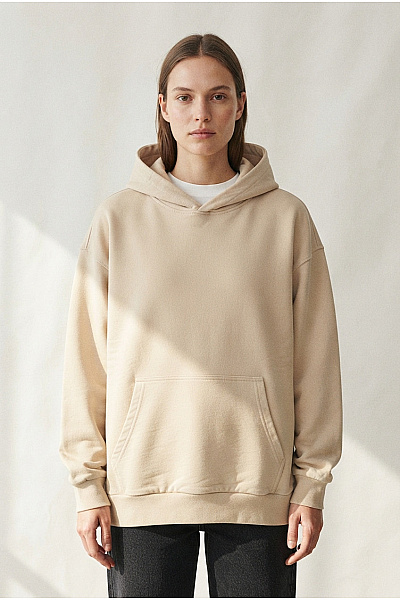 URBAN CLASSICS Béžová Bavlněná Oversized Mikina S Kapucí A Klokaní Kapsou Velikost XL