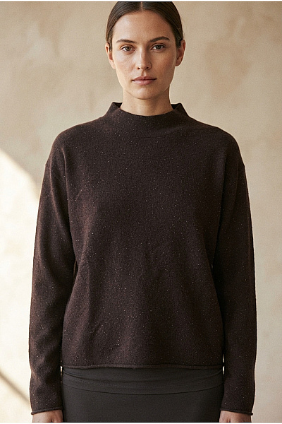 Tif Tiffy Hnědý Dámský Pulovr Se Stojáčkem Oversized Velikost L/XL