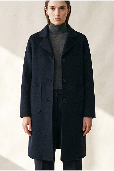 THOM By Thomas Rath Černý Vlněný Kabát Klasický Elegantní Podzimní Vel. DE 40