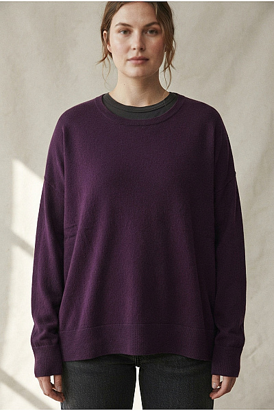 LAWRENCE GREY Fialový Vlněný Merino Pulovr Oversized Vel. 40