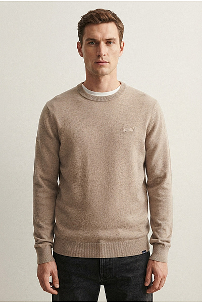 SUPERDRY Béžový Bavlněný Pulovr Basic Vel. 2XL