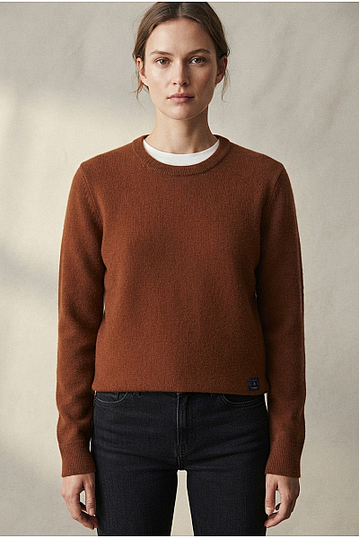 Blue De Genes Hnědý Vlněný Merino Pulovr Basic Velikost X-Large
