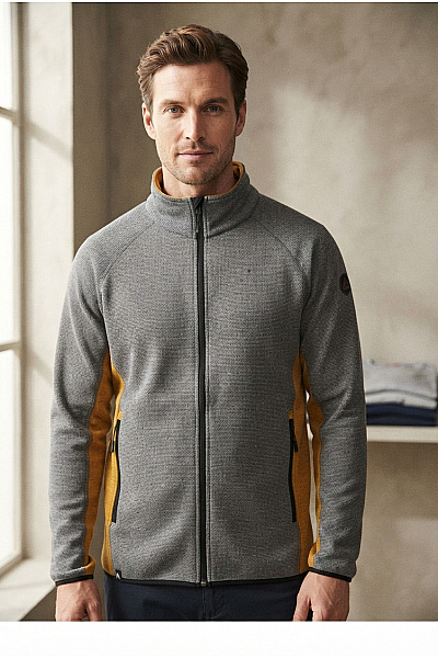 MAUL SPORTS Pánská Sportovní Mikina Na Zip Se Stojáčkem šedá