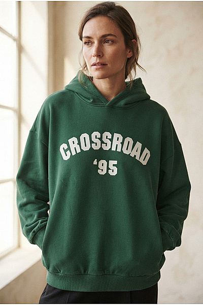 Studioselect Dámská Zelená Bavlněná Mikina S Kapucí A Potiskem Oversized Vel. L