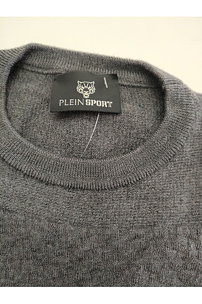PLEIN SPORT Šedý vlněný pulovr přes hlavu Vel. L | PLEIN SPORT | obrázek 5