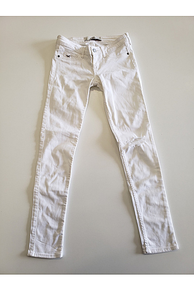 Hollister Dámské Bílé Skinny Džíny S Dírami Vel. 25