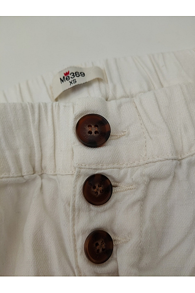 Bílé lněné letní kalhoty s širokými nohavicemi a knoflíky Vel. XS | Unimoda | obrázek 7