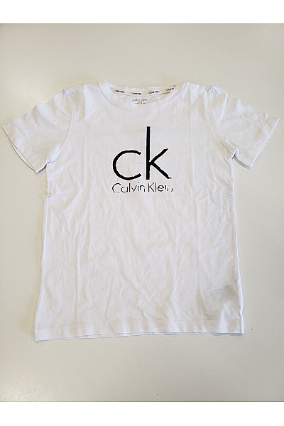 Calvin Klein Dětské Tričko Bílé S Potiskem Velikost 10/11 Let