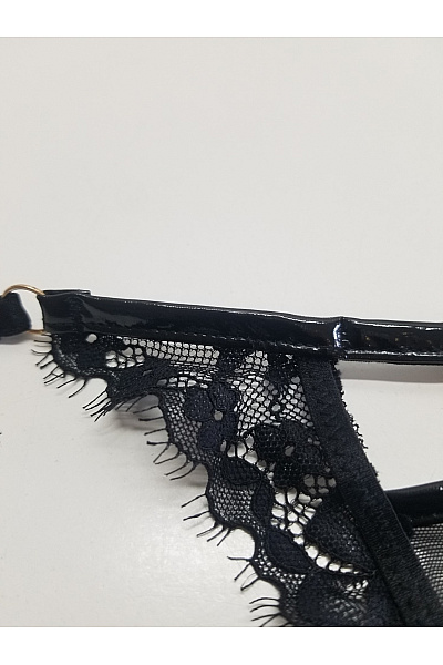 Černé luxusní krajkové tanga Vel. XL | Unimoda | obrázek 5