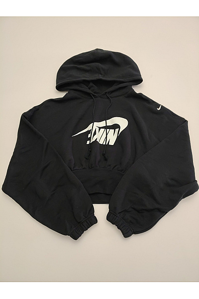 Nike Černá bavlněná crop mikina s kapucí a potiskem Vel. m | Nike | obrázek 2
