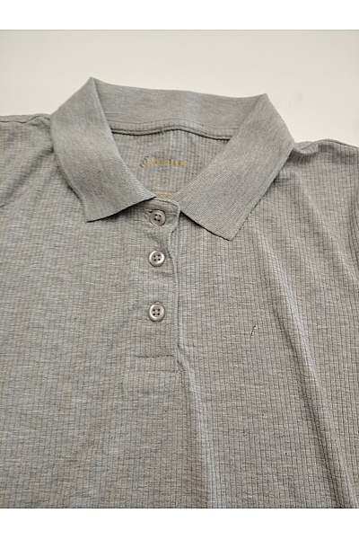 Les Lunes Šedé dámské body s dlouhým rukávem polo límeček knoflíky basic Vel. L | Les Lunes | obrázek 3