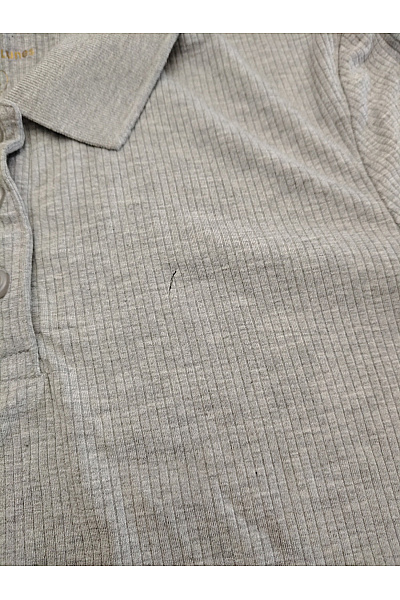 Les Lunes Šedé dámské body s dlouhým rukávem polo límeček knoflíky basic Vel. L | Les Lunes | obrázek 4
