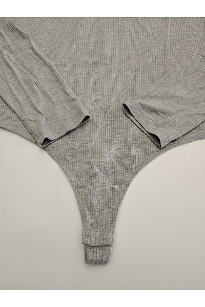 Les Lunes Šedé dámské body s dlouhým rukávem polo límeček knoflíky basic Vel. L | Les Lunes | obrázek 5