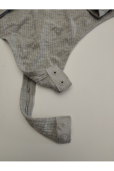 Les Lunes Šedé dámské body s dlouhým rukávem polo límeček knoflíky basic Vel. L | Les Lunes | obrázek 6