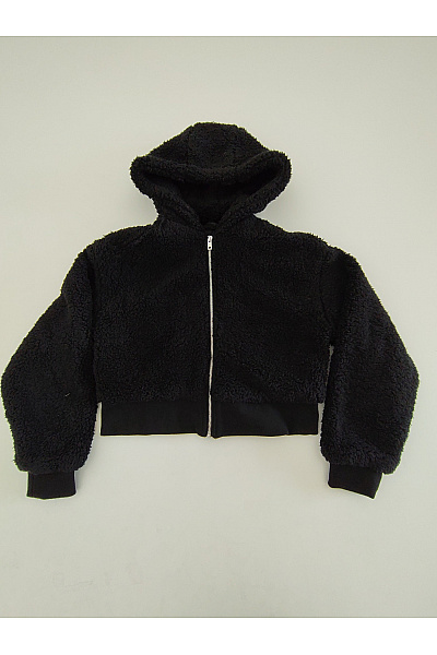 URBAN CLASSICS Černá krátká plyšová bunda s kapucí na zip Velikost S | URBAN CLASSICS | obrázek 2