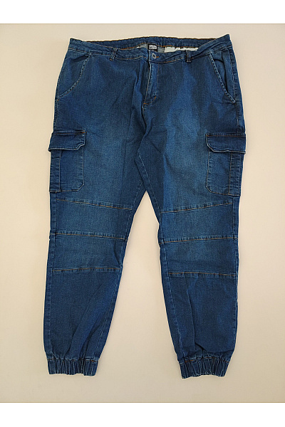URBAN CLASSICS Modré bavlněné cargo džíny jogger s kapsami Vel. 4XL | URBAN CLASSICS | obrázek 2