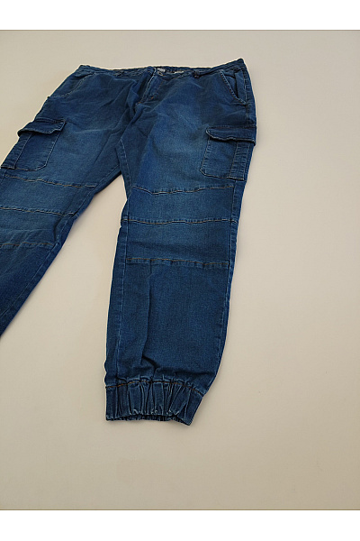 URBAN CLASSICS Modré bavlněné cargo džíny jogger s kapsami Vel. 4XL | URBAN CLASSICS | obrázek 3