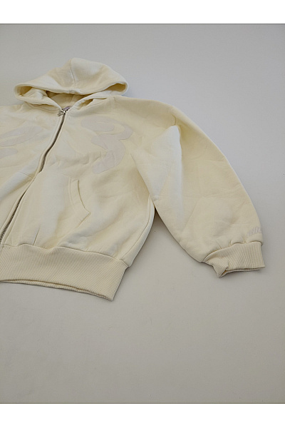 Béžová bavlněná oversized mikina na zip s kapucí Velikost M | Unimoda | obrázek 2