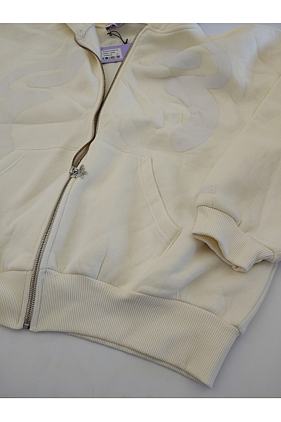 Béžová bavlněná oversized mikina na zip s kapucí Velikost M | Unimoda | obrázek 8
