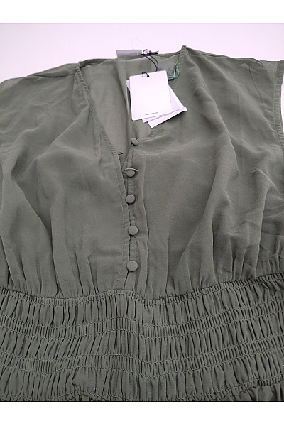 WE Khaki midi šaty plisované elegantní letní Vel. S | WE  | obrázek 3