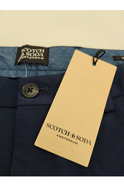 Scotch & Soda Modré pánské chino kalhoty s puky elegantní Vel. EU 32 | Scotch & Soda | obrázek 4