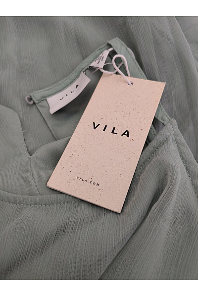 VILA Khaki letní maxi šaty za krk s páskem Vel. 38 | VILA | obrázek 5