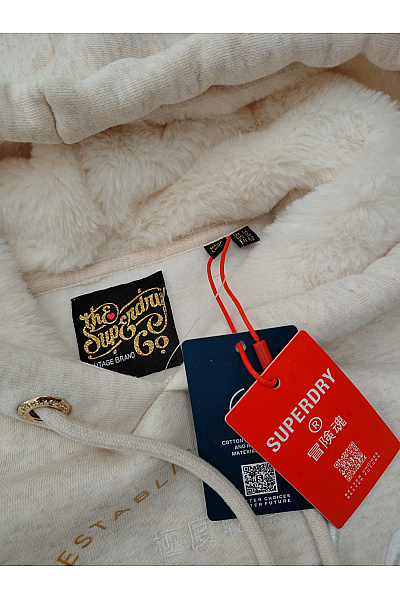 SUPERDRY Dámská béžová mikina s kapucí a výšivkou Velikost 42 | SUPERDRY | obrázek 3