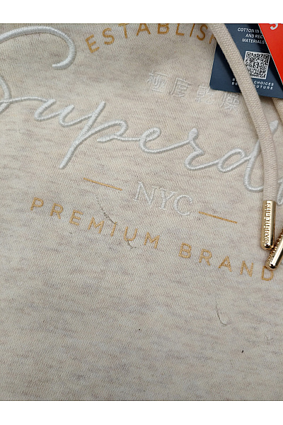 SUPERDRY Dámská béžová mikina s kapucí a výšivkou Velikost 42 | SUPERDRY | obrázek 6