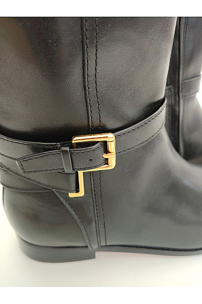 Ralph Lauren Černé kožené vysoké kozačky s přezkou Velikost 7B | Ralph Lauren | obrázek 7