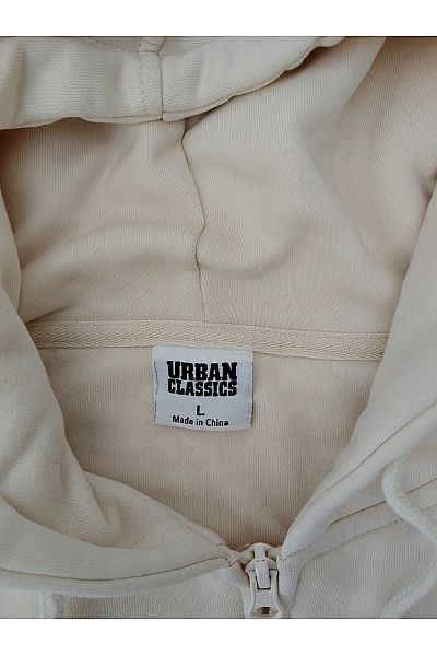 URBAN CLASSICS Béžová bavlněná dámská mikina na zip s kapucí Velikost L | URBAN CLASSICS | obrázek 7