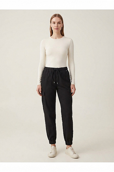 URBAN CLASSICS Dámské černé Bavlněné Cargo Jogger Kalhoty S Kapsami Velikost L