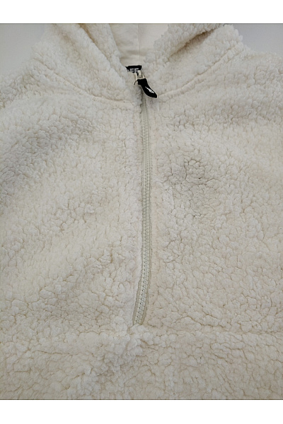 def Béžová crop mikina s kapucí a zipem u krku Vel. 2XL | def | obrázek 4