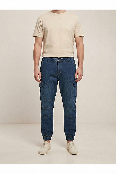 URBAN CLASSICS Pánské Modré Bavlněné Cargo Džíny Jogger Vel. 4XL