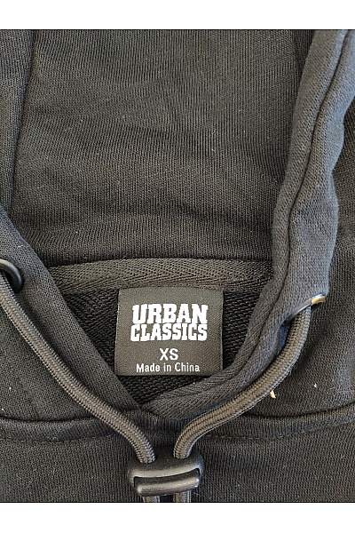 URBAN CLASSICS Černá bavlněná crop mikina s kapucí Velikost XS | URBAN CLASSICS | obrázek 7