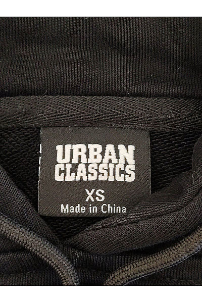 URBAN CLASSICS Černá bavlněná crop mikina s kapucí Velikost XS | URBAN CLASSICS | obrázek 8