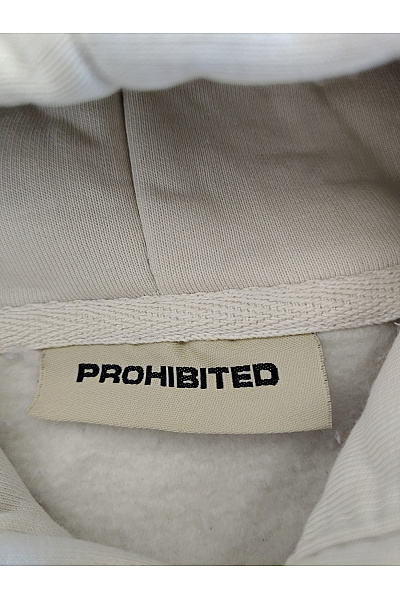 prohibited Béžová bavlněná oversized mikina s kapucí a klokaní kapsou | prohibited | obrázek 5